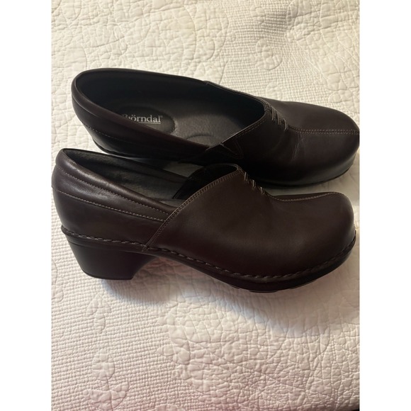 Bjorndal  Women's Rayna Brown Leather Slip On Clog Shoes Size 11 - Picture 1 of 8